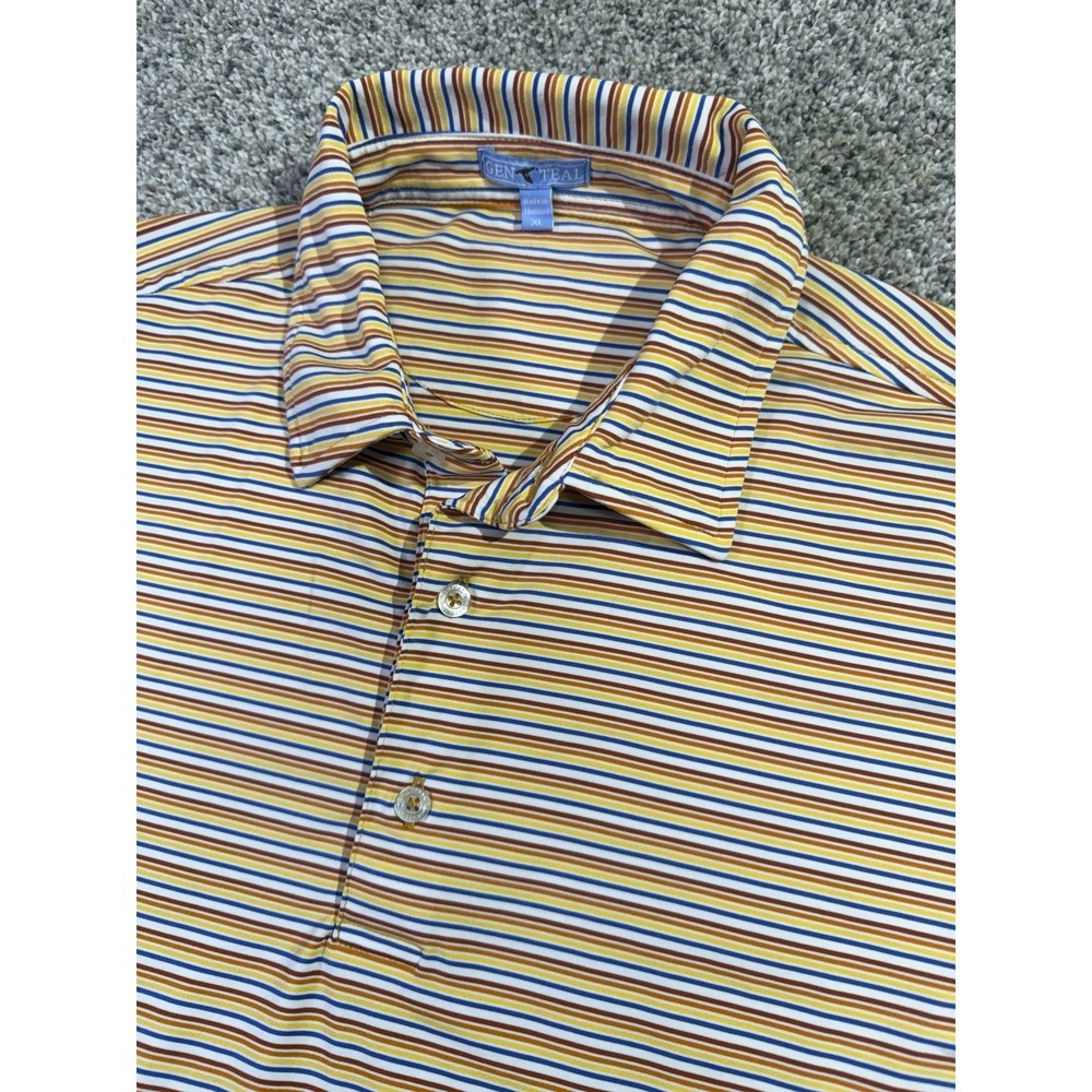 GenTeal Polo Shirt Mens XL Stripe Performance Golf Stretch Lightweight Casual‎